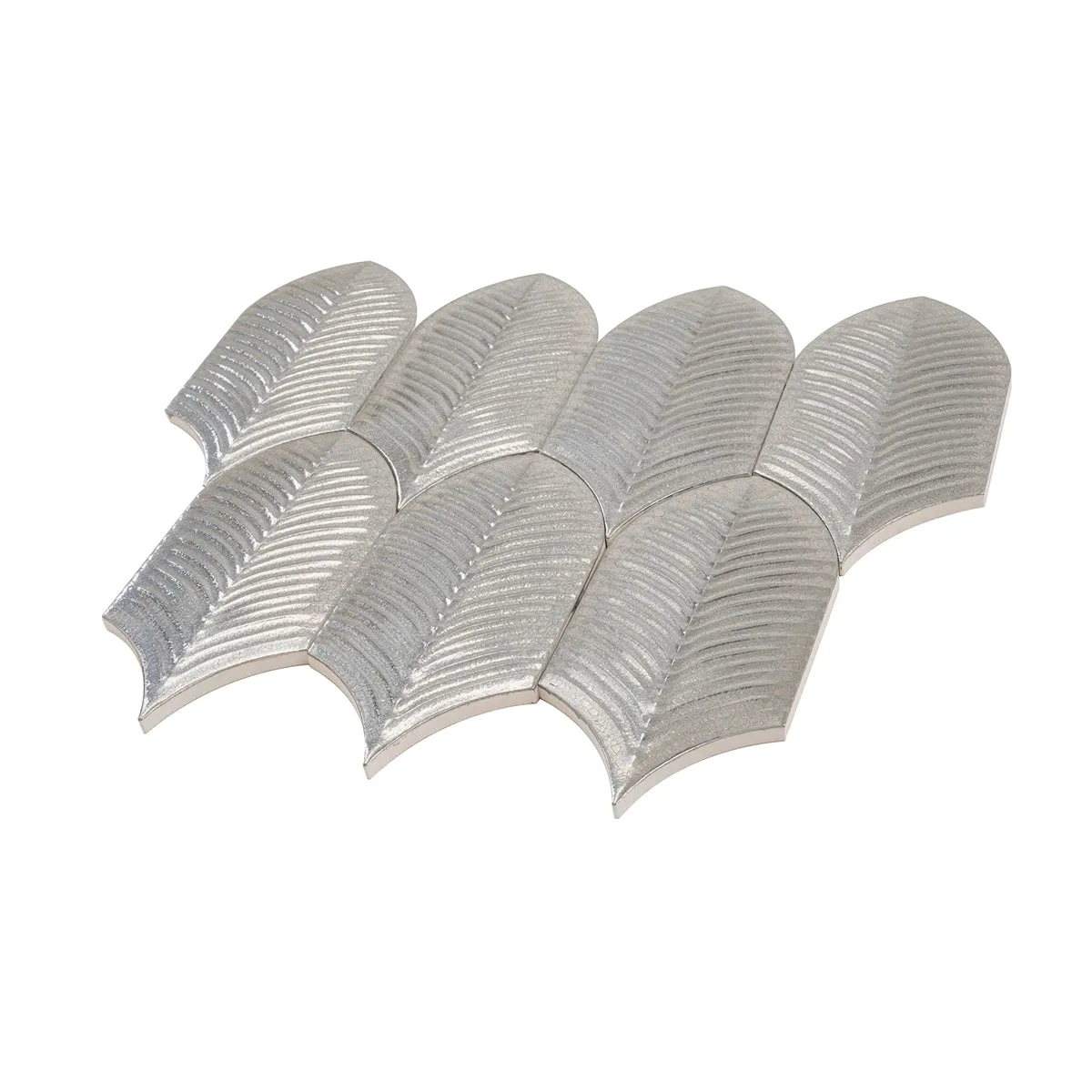 Plume Metallic Platinum Feather Ceramic Tile