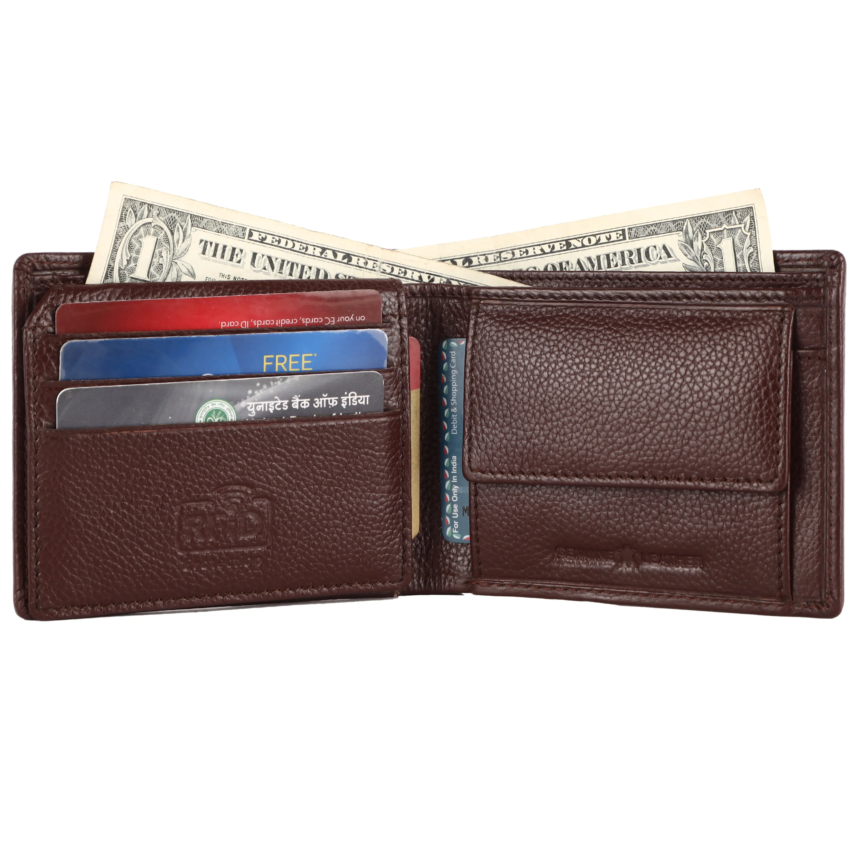 Pure Leather Wallet for Mens- RFID Protected Leather Wallet for Men with 6 ATM Card Slots