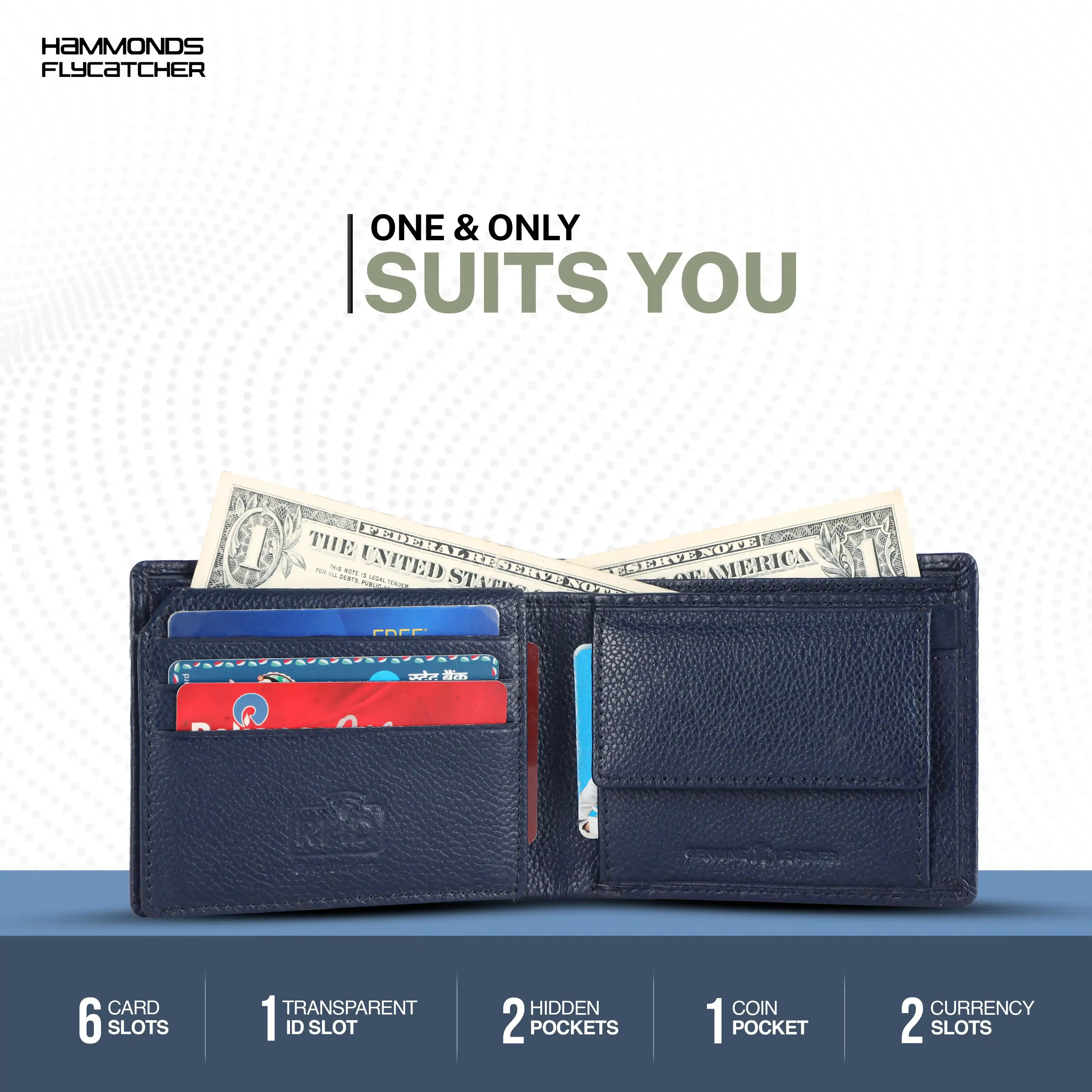 Pure Leather Wallet for Mens- RFID Protected Leather Wallet for Men with 6 ATM Card Slots