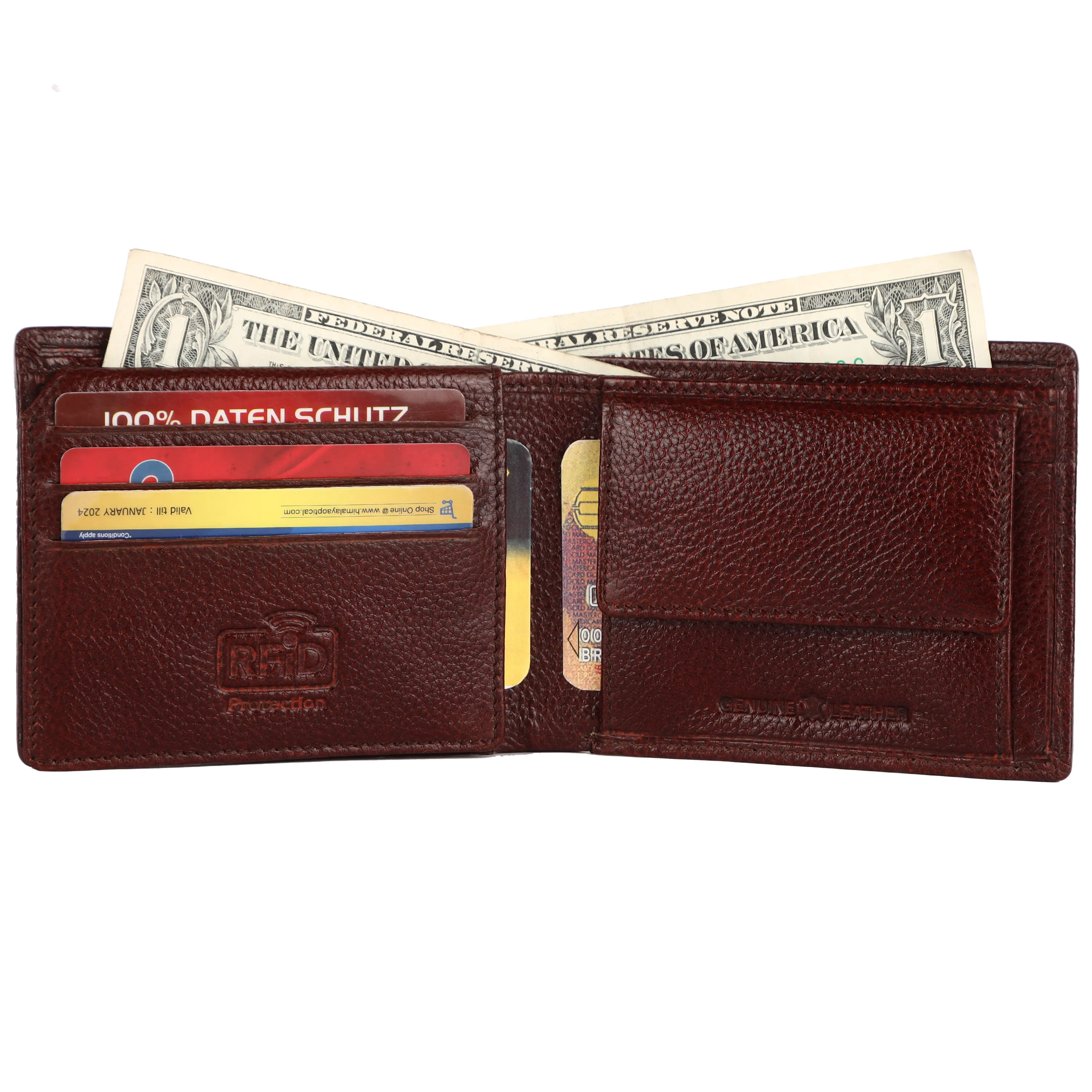 Pure Leather Wallet for Mens- RFID Protected Leather Wallet for Men with 6 ATM Card Slots