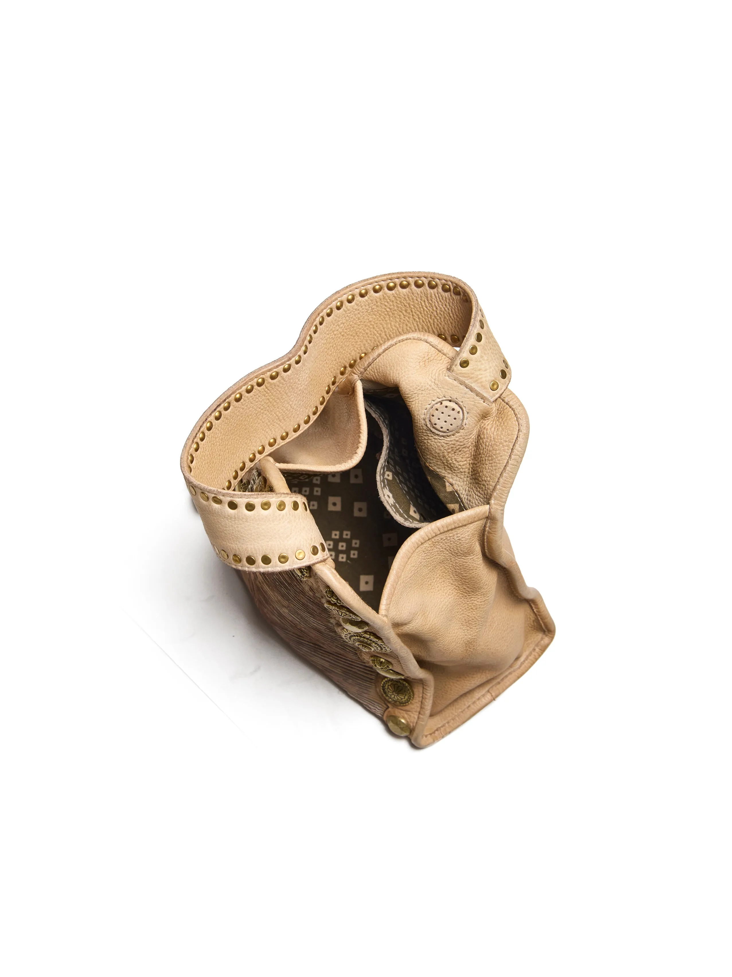SILVIA: Beige Womens Real Leather Bucket Bag by Art N Vintage