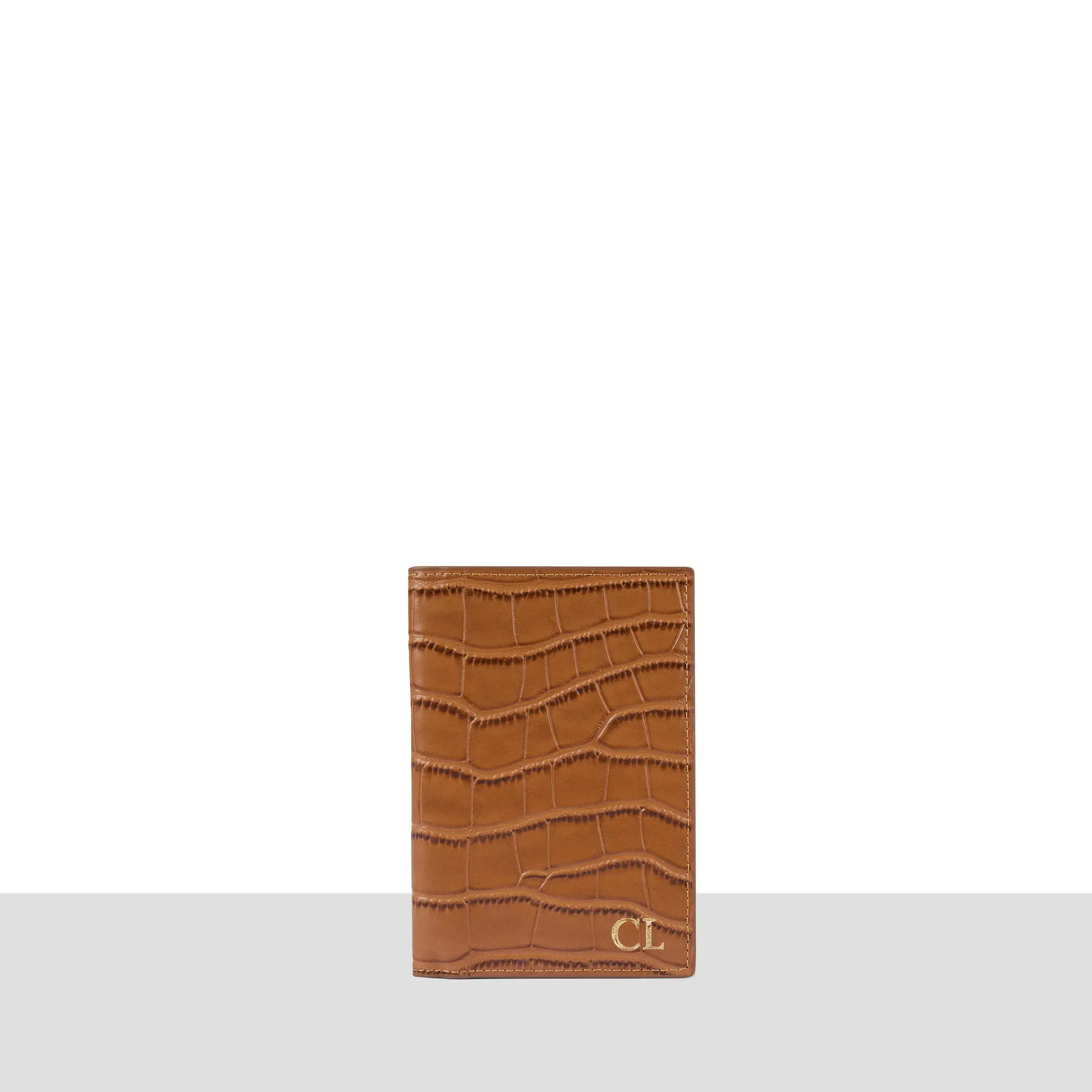 Tan Croc Leather Passport Cover