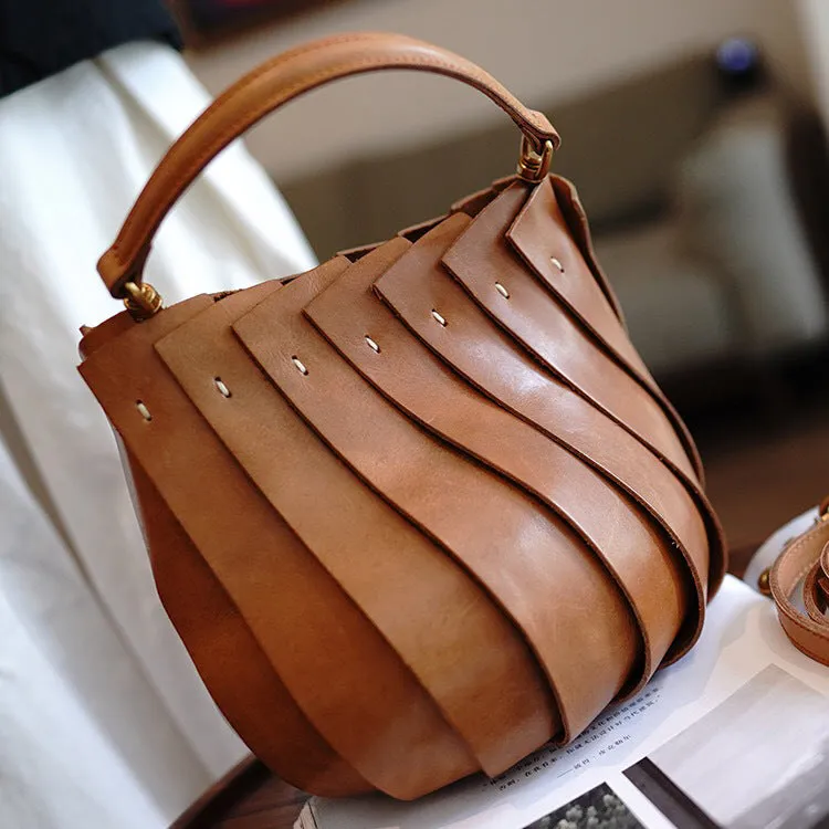Vintage Womens Long Strap Crossbody Bag Leather Bucket Bag